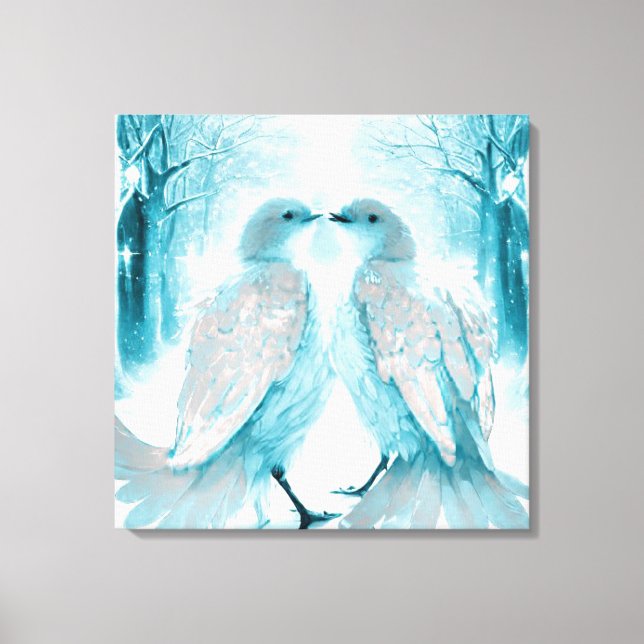 *~* Wall Artsy Love birds AP54 Art Winter Canvastryck (Framsida)