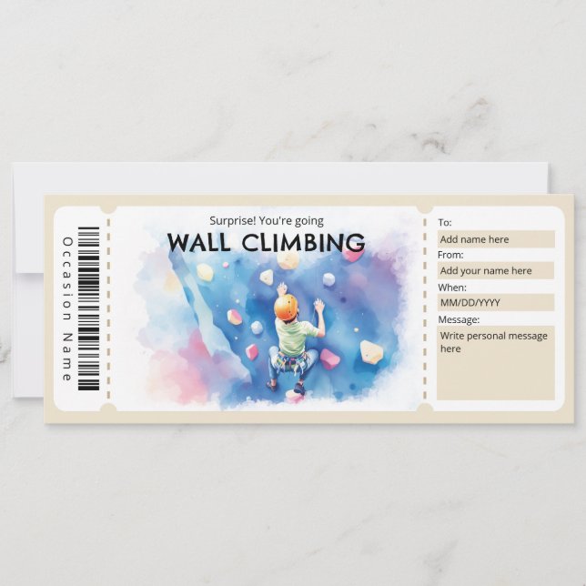 Wall Climbing Gift Certificate Inbjudningar (Framsida)