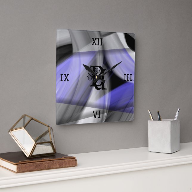 Wall Clock Abstrakt Home Trend Lavender Violet Fyrkantig Klocka (Kontor)