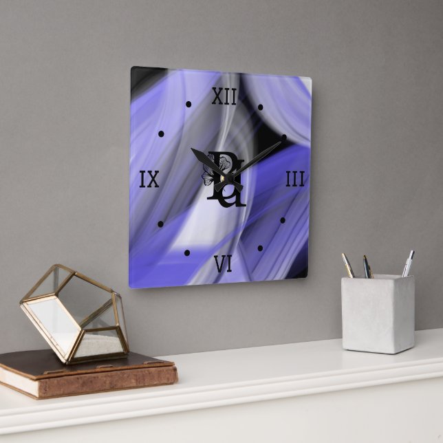Wall Clock Abstrakt Home Trend Lavender Violet Fyrkantig Klocka (Kontor)