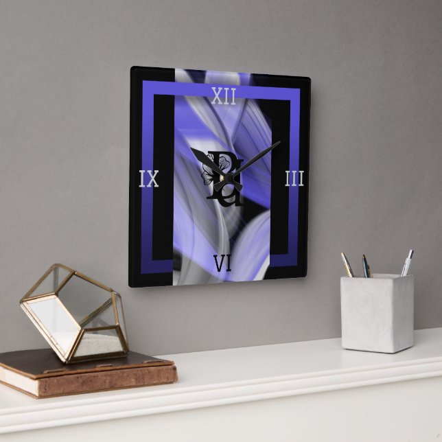 Wall Clock Abstrakt Home Trend Lavender Violet Fyrkantig Klocka (Kontor)