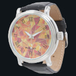 Wall Clock Armbandsur<br><div class="desc">Enhance your home decor with a touch of glamour by incorporating our orange and gold-toned stained glass in a seamless pattern. This perfect design adds a stylish element to any room.</div>