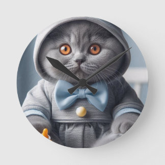 Wall Clock Baby British Shorthair Rund Klocka