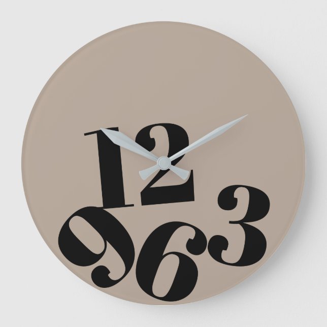 Wall Clock - Beige Background Fallen Nummer Stor Klocka (Framsida)