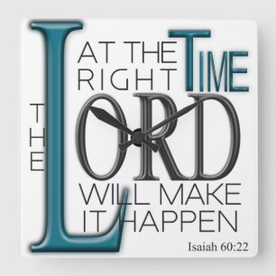 Wall Clock, Bible Verse, Isaiah 60:22 Fyrkantig Klocka