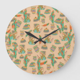 Wall Clock Boho Hat Girl Stor Klocka