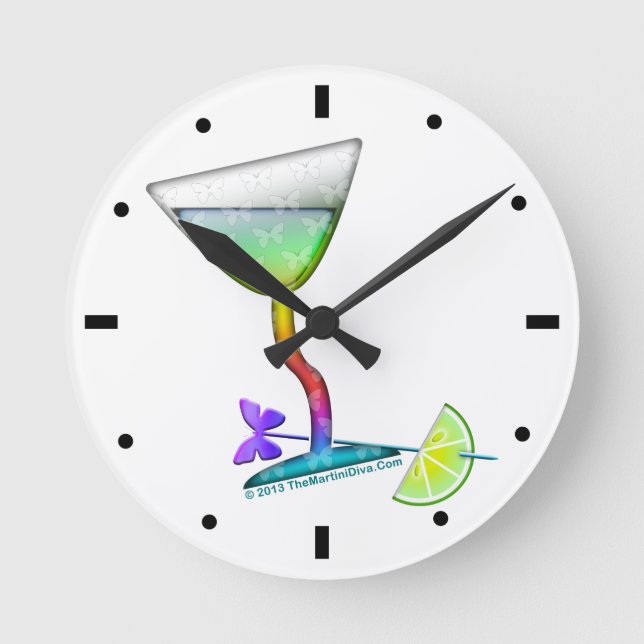 WALL CLOCK - BUTTERFLY MARTINI RUND KLOCKA (Framsida)