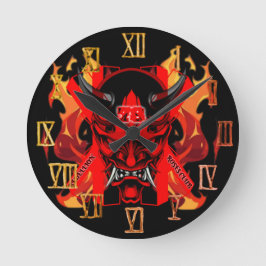 Wall Clock Evil Samurai  Rund Klocka