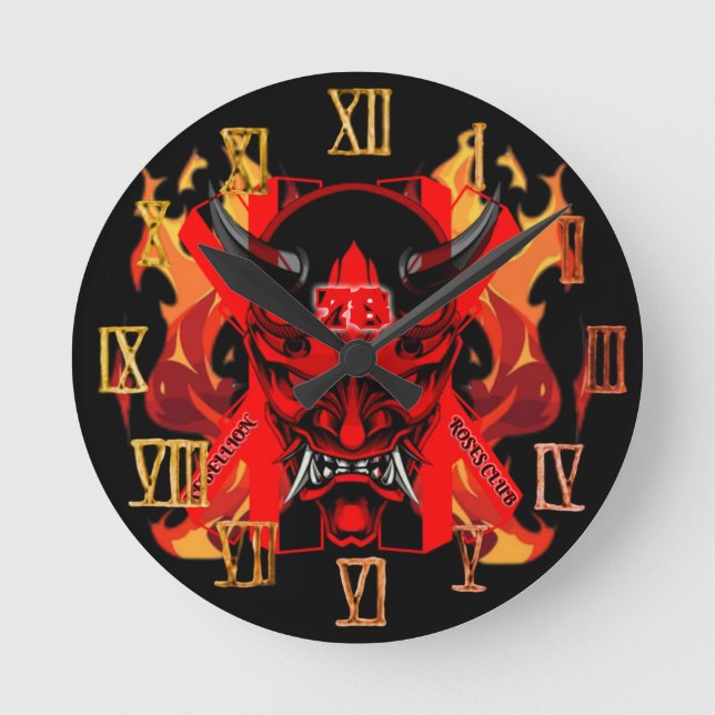 Wall Clock Evil Samurai  Rund Klocka (Framsida)