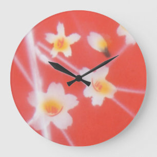 Wall Clock för asiatiska blommor Stor Klocka