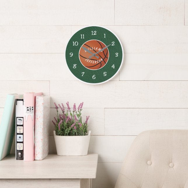 Wall Clock for Basketball Fan personalize Stor Klocka (Läsesal)