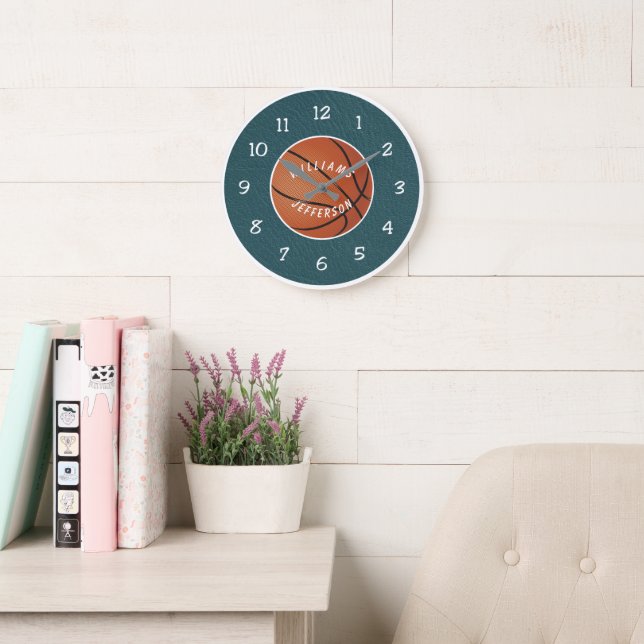 Wall Clock for Basketball Fan personalize Stor Klocka (Läsesal)