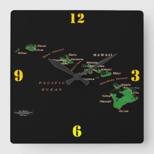 Wall Clock för Hawaiianska öarna Fyrkantig Klocka