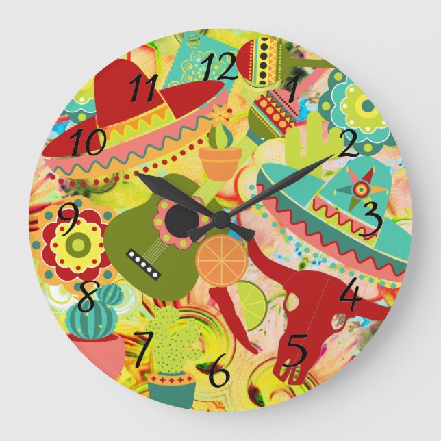 Wall Clock för Mexikanska gatugatan Party Stor Klocka (Framsida)