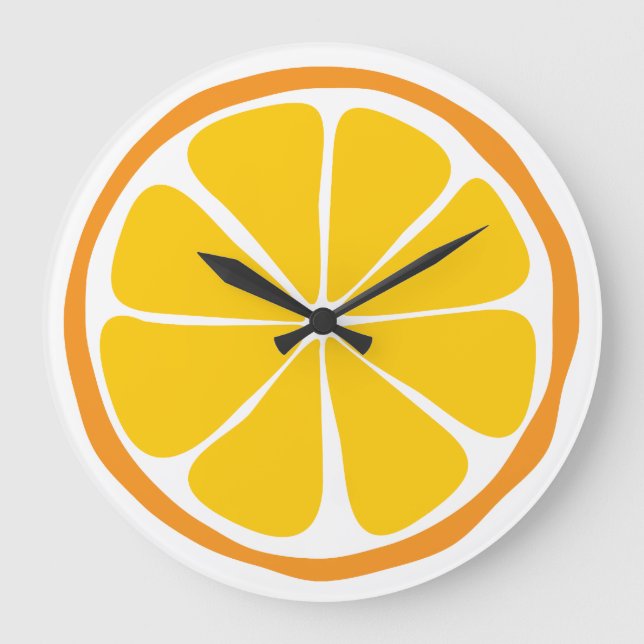 Wall Clock för Orange av sommarcitrus Stor Klocka (Framsida)