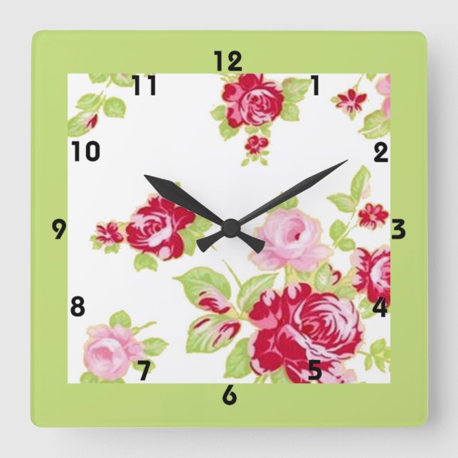 Wall Clock för sommarstuga Fyrkantig Klocka (Framsida)