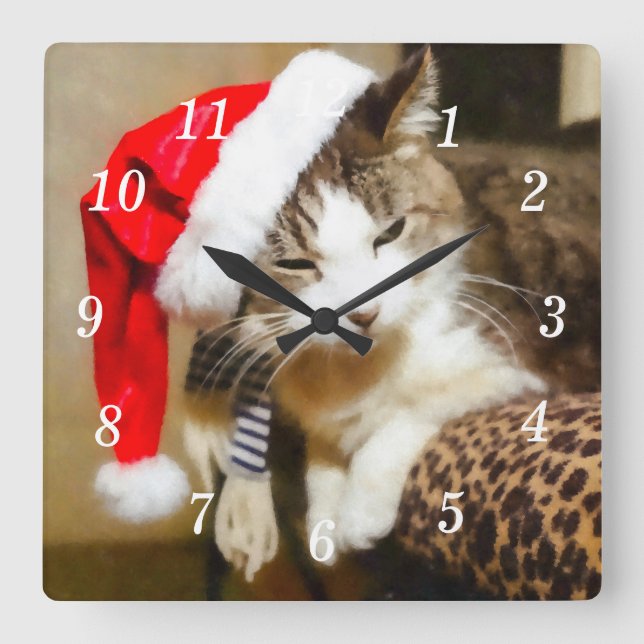 Wall Clock från Santa Kattunge Painterly Fyrkantig Klocka (Framsida)