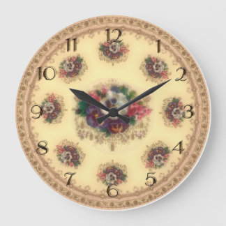 Wall Clock från Victorian "Gilded Pansies" Stor Klocka