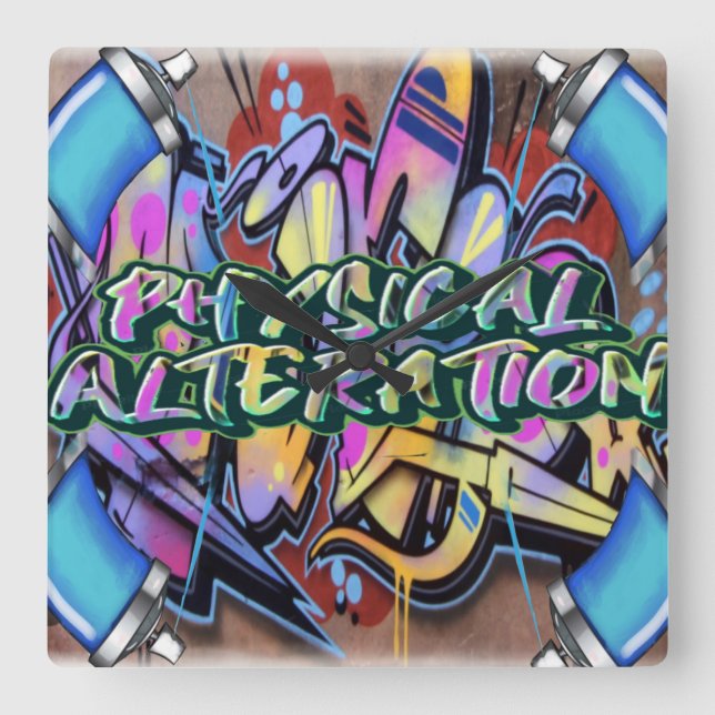 Wall Clock graffiti Fyrkantig Klocka (Framsida)