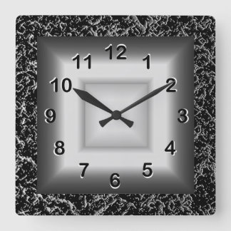 Wall Clock Grått Metall Titta svart Silver Fyrkantig Klocka