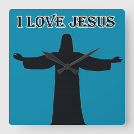 Wall Clock  i love jesus Fyrkantig Klocka