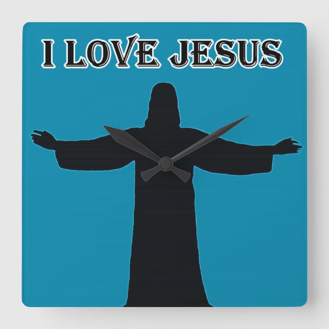 Wall Clock  i love jesus Fyrkantig Klocka (Framsida)