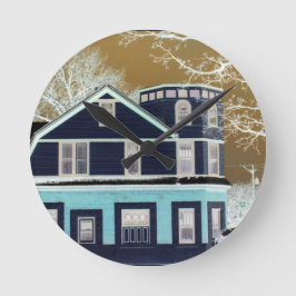 WALL CLOCK L@@K Retro OLD HOUSE Rund Klocka