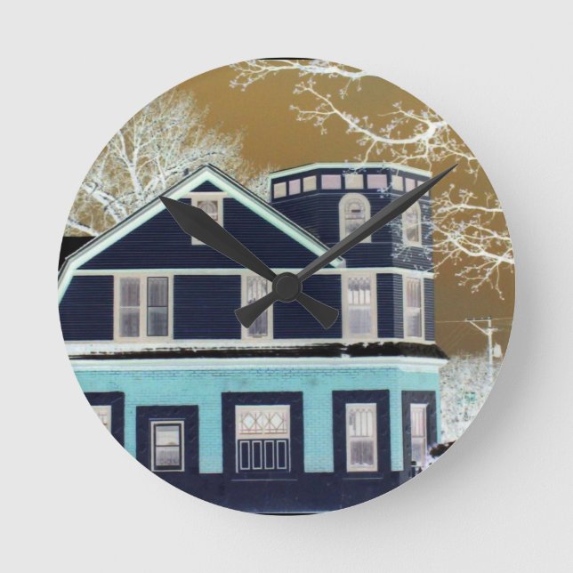 WALL CLOCK L@@K Retro OLD HOUSE Rund Klocka (Framsida)