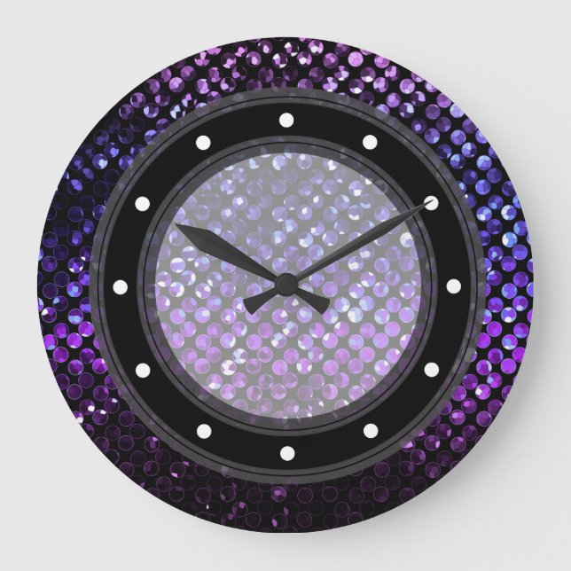 Wall Clock Lila Crystal Bling Strass Stor Klocka (Framsida)