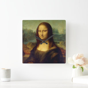 Wall Clock med Da Vincis Mona Lisa Fyrkantig Klocka