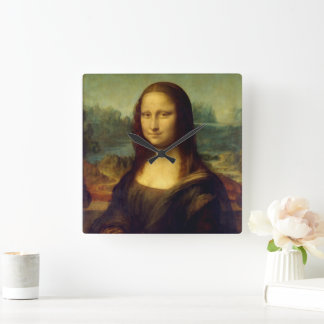 Wall Clock med Da Vincis Mona Lisa Fyrkantig Klocka