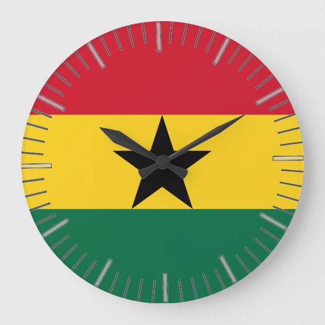 Wall Clock med Flagga av Ghana Stor Klocka (Framsida)