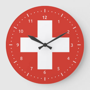 Wall Clock med flagga från Schweiz Stor Klocka