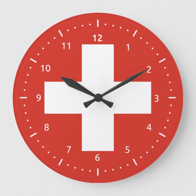 Wall Clock med flagga från Schweiz Stor Klocka (Framsida)