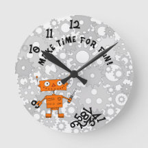 Wall Clock med Orange Robot