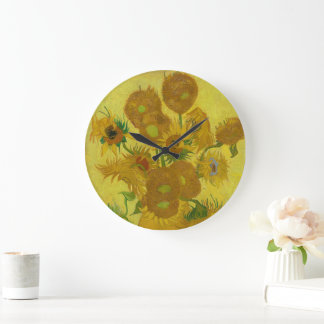 Wall Clock med Van Goghs solblommor Stor Klocka
