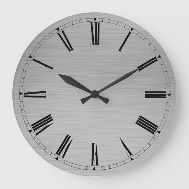 Wall Clock - Modern Metall romerska siffror Ansikt Stor Klocka (Framsida)