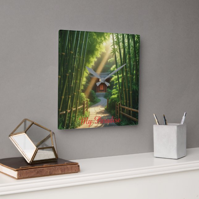 Wall Clock My Paradise Fyrkantig Klocka (Kontor)