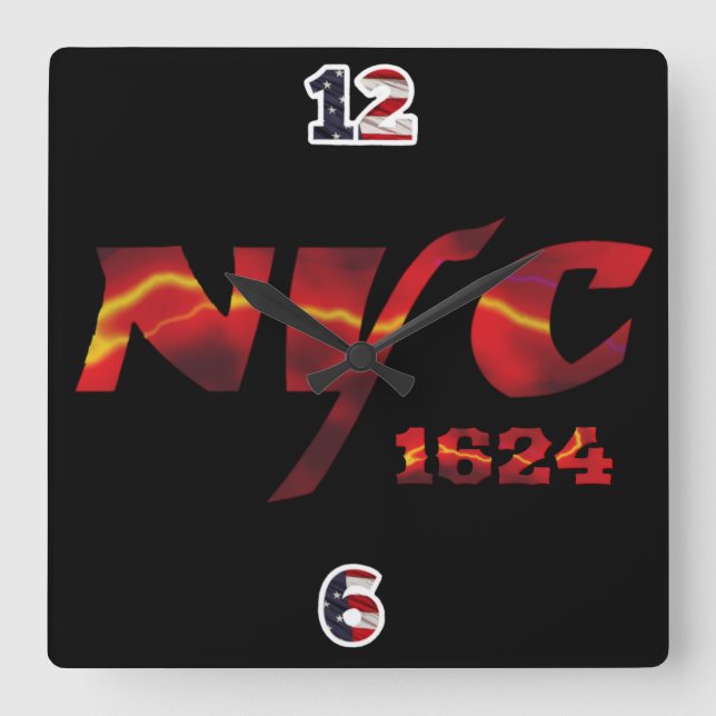 Wall Clock NYC 1624 Fyrkantig Klocka (Framsida)