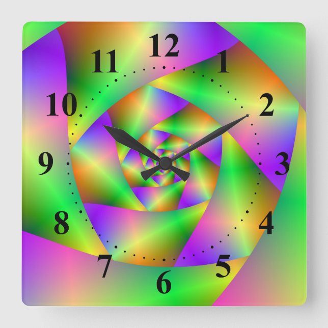 Wall Clock Psychedelic Spiral Fyrkantig Klocka (Framsida)