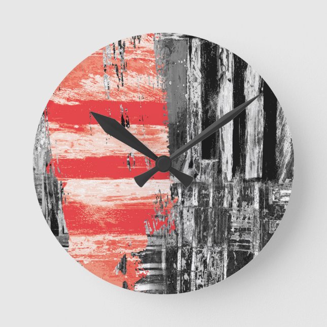Wall Clock – Red Pulse Abstract Design Rund Klocka (Framsida)