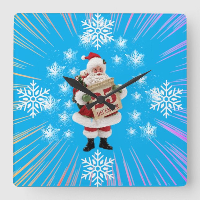 Wall Clock Santa Clause  Fyrkantig Klocka (Framsida)