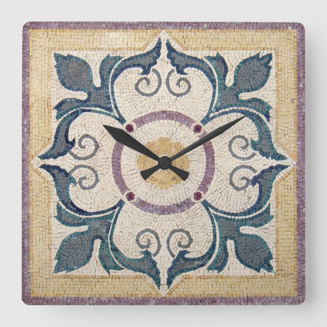 Wall Clock - Square Tile Design Fyrkantig Klocka (Framsida)