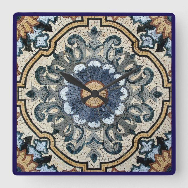 Wall Clock - Square Tile Design Fyrkantig Klocka (Framsida)