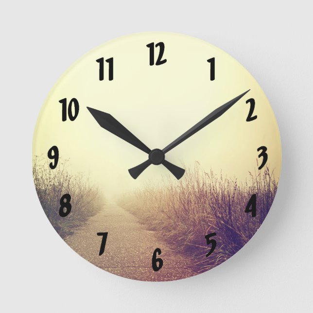 Wall Clock Sunrise Pathway Walkway Väg Side Walk Rund Klocka (Framsida)