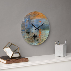 Wall Clock with Claude Monets Impression, Sunrise Stor Klocka