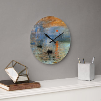 Wall Clock with Claude Monets Impression, Sunrise Stor Klocka