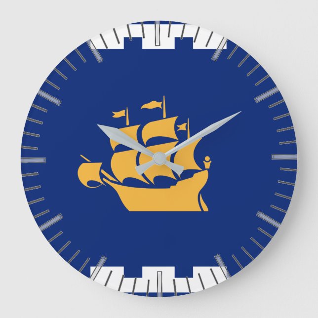 Wall Clock with Flag of Quebec City, Canada Stor Klocka (Framsida)