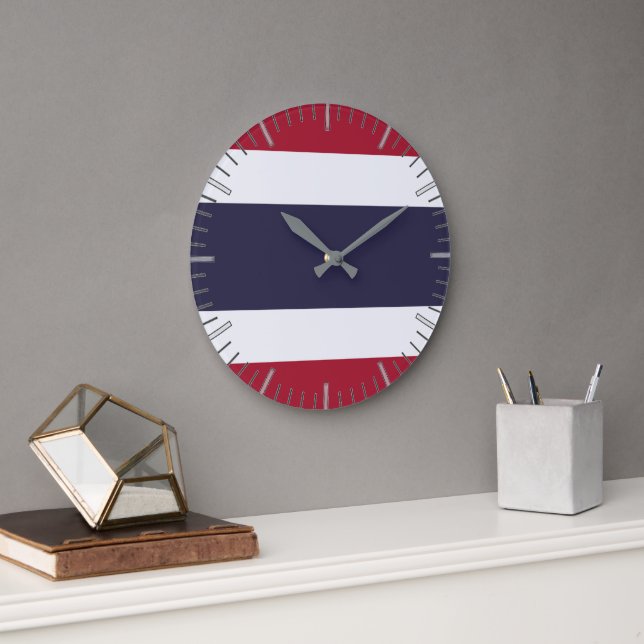 Wall Clock with flag of Thailand Stor Klocka (Kontor)