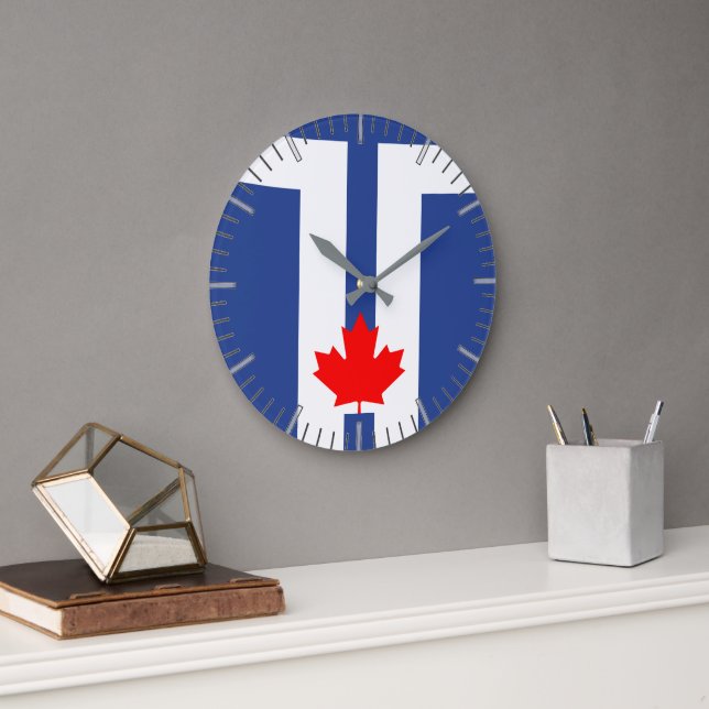 Wall Clock with flag of Toronto, Canada Stor Klocka (Kontor)